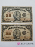 LR - Canadian 25 Cent Bills