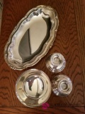 LR - Silverplate Tray, Bowl and Candleholders