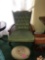 Antique upholstery chair and foot stool