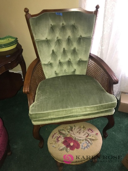 Antique chair with foot stool