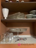 Kitchen cabinet clear glass salt and pepper shakers trays and more