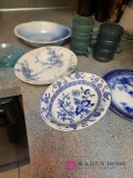 Vintage glass dishes blue