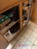 Contents of kitchen island cabinets mixers pots and pans and miscellaneous