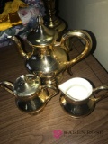 Antique reproduction 22 K gold tea pot / creamer and sugar