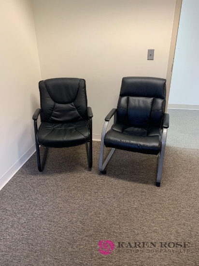 Two black waiting room chairs room #2