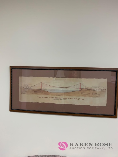 Framed Golden Gate bridge diagram room #4