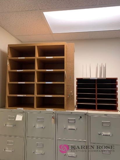Wooden file organizers in/checkout area