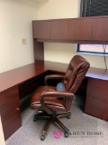 Large L-shaped office desk with office chair room #4