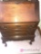 Antique drop front wooden writing desk with key