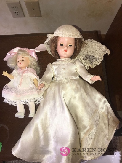 2- vintage dolls 15 in and 8 in
