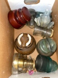 Garage box of assorted railroad insulators