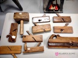 group of vintage wood planes. BS