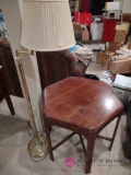 30-in octagon table and floor lamp. BS