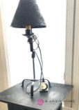 Black painted wooden table/craft table lamp