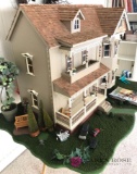 large Crafted homemade doll house with accessories