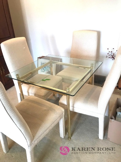 glass top table with 4- chairs