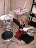 B - Wicker Basket, Three Chairs and Miscellaneous