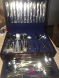 Stainless silverware set in box