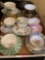 Nine assorted tea cups with saucers