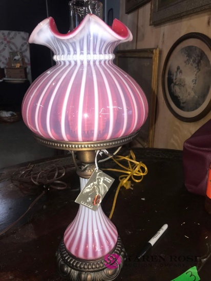 Fenton Cranberry 18 in parlor lamp