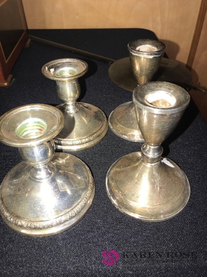 4 - sterling silver candle holders