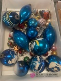 Vintage Christmas ornaments mostly blue