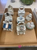 Eight porcelain trinket boxes Staffordshire