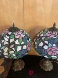 two matching stain glass lamps