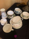 Assorted tea cups and saucers