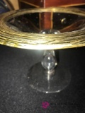 Steuben Threaded Bubble Art Glass Compote