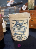 Stoneware Advertising lard container Hazel brand Chicago