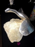 Rock with aluminum bird