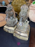 pair of glass horse bookends