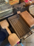 four vintage wooden box and miscellaneous