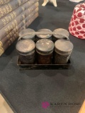 Vintage six metal spice containers