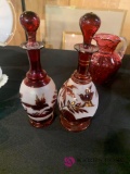 Red glass oil dispensers