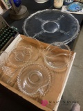 Decorative clear glass serving dishes