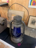 Vintage blue glass lantern