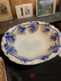 19 inch decorative ceramic bowl Flow Blue