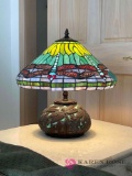 17 inch tall dragonfly lead glass lamp