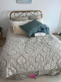 Full size bed complete brass headboard mattress boxspring linens
