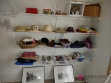 all items on rack including pictures, sewing items, and more. master bedroom closet