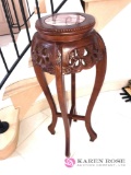 Wood plant stand with marble top