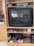 Contents of entertainment cabinet tv, CD, radio, speakers and more