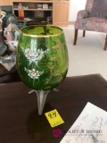 Green and gold Italian painted,vase