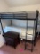 Upstairs,Set of bunk beds And two drawer nightstand,with mattresses clean