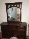 Wooden dresser with mirror