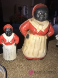 2- aunt Jemima vintage cast iron banks 7 in & 5 in