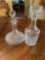 Two clear glass decanter?s