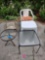 patio tables, folding chairs, and chair